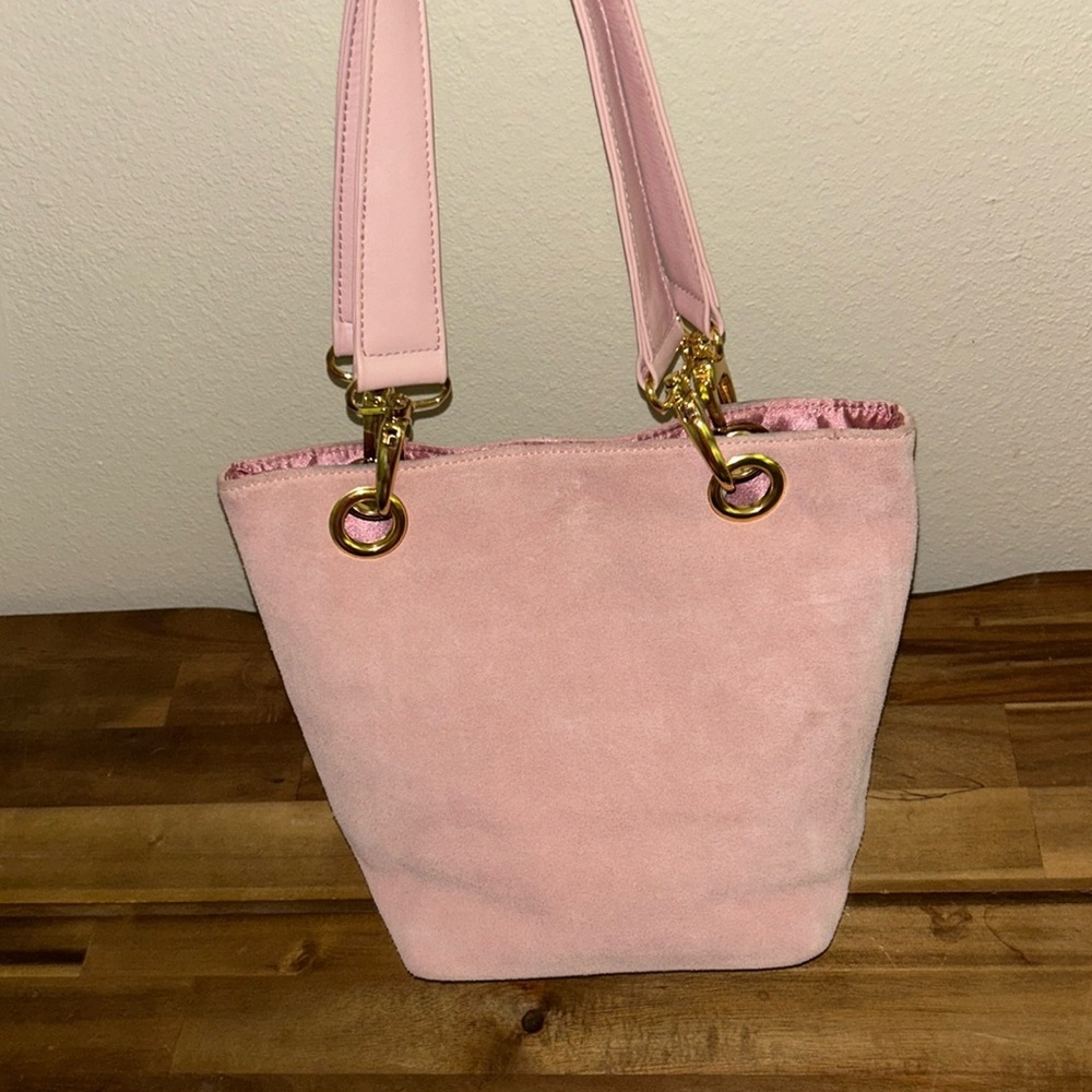 Suede pink shoulder handbag